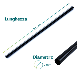 Cannucce dritte riutilizzabili in plastica nera, lunghe 21 cm, diametro 7 mm - Product Image 2