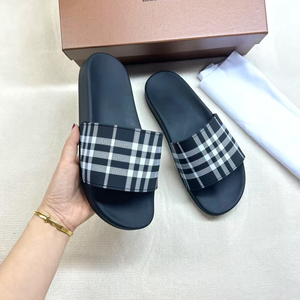 Chaussures tendance en cuir véritable à séchage rapide, semelle intermédiaire en caoutchouc antidérapante lumineuse, style marche, pantoufles à carreaux - Product Image 3