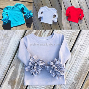 Chemises pour bébés filles, t-shirts en coton, hauts à volants, vêtements à manches longues pour enfants - Product Image 3
