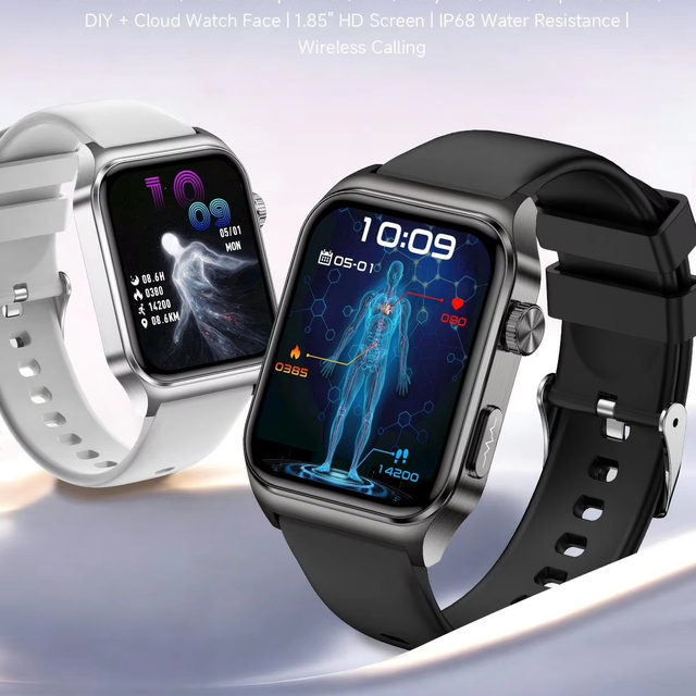 Medical-grade ECG Health Watch Activity Tracker Call Reminder Accelerometer Body Temperature Monitoring IP68 Waterproof Heart