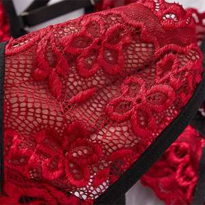 Французский сексуальный женский комплект бюстгальтера с легким управлением, тонкие губчатые ремни и дышащее кружевное нижнее белье с низкой талией - Product Image 4