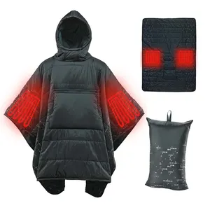USB riscaldamento 3 in1 Honcho Poncho coperta indossabile campeggio elettrico riscaldato con cappuccio coperte con borsa impermeabile