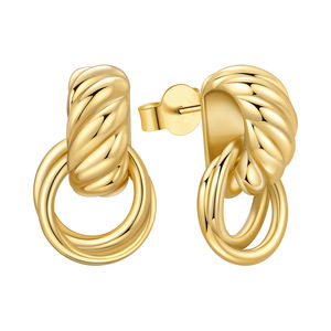 Hot-selling, versatile white brass double hoop <b>earrings</b>, original, niche, high-end <b>earrings</b> for women, wholesale. - Product Image 1