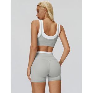 Conjunto Deportivo de Dos Piezas para Mujer, Top Deportivo con Cuello Cuadrado, Shorts con Efecto Push-Up, Ropa Deportiva para Gimnasio, Yoga, Spandex, Poliéster - Product Image 3
