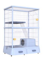 Cage à chat d'intérieur pliable à double couche et trois niveaux en fil de fer, grande taille, avec roues, détachable, pour balcon