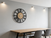 Horloge murale à cadre métallique Art déco minimaliste à une seule face, fonctionnant sur piles, pour la décoration de la maison