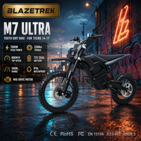 Moto tout-terrain électrique 7000W 250Nm avec moteur central, batterie lithium 25AH, cadre en alliage d'aluminium, pour adolescents, motocross, fournisseur en gros d'usine