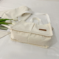 Sac fourre-tout en velours côtelé personnalisé avec logo promotionnel, multi-poches, réutilisable, sac à bandoulière pour femmes, usage quotidien