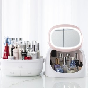 2020 New design led makeup mirror travel box glass vanity mirror cosmetic box with led mirror