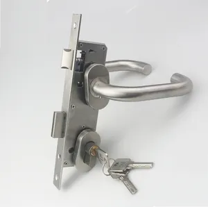 ידית דלת מודרנית עם מסגרת דקה דק אופסט מנעול דלת נירוסטה 304