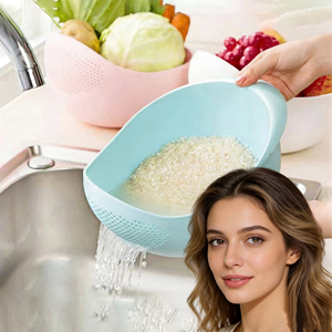 Wholesale Plastic PP Rice Washing <b>Colander</b> with Drainage Basket-Eco-Friendly Reusable Kitchen Tool for Vegetable and Fruit - Product Image 1