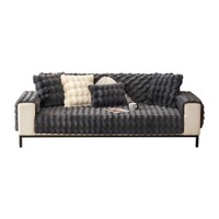 Housse de canapé en fausse fourrure de lapin ultra douce, antidérapante, rectangulaire, avec housse de coussin décorative – Collection Hot Sale