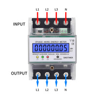 Harga Pabrik 4P LCD 230V Meteran Energi Listrik AC Aktif Tiga Fasa 4 Kawat yang Dipasang di Rel dengan Penutup Transparan & Lampu Latar