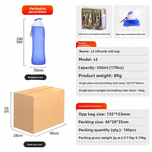 ขวดน้ำพกพา CZFIT แบบพับได้ ทำจากซิลิโคน เป็นมิตรกับสิ่งแวดล้อม ใช้ซ้ำได้ ขนาด 500 มล. สีพื้นเรียบง่าย ดีไซน์เรียบง่าย บรรจุภัณฑ์สำหรับเดินทาง ใช้กลางแจ้ง - Product Image 2