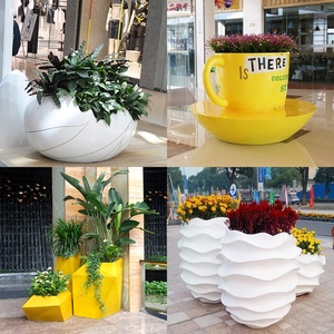 Fiberglass Flower Pot Set Creative Simple Outdoor Commercial <b>Large</b>-Diameter Oval Custom-Made Minimalist and Modern - Product Image 3