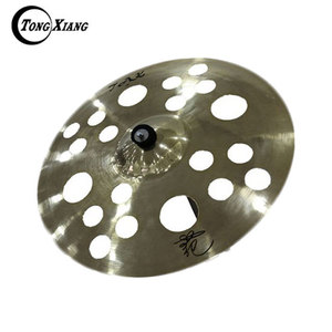 Piatti Crash Tongxiang <span class=keywords><strong>TAK</strong></span> da 14 pollici con foro effetto, realizzati a mano, suono professionale, materiale 80% rame + 20% stagno per batteria - Product Image 3