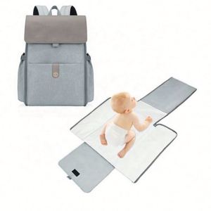 Design Factory Wholesale Pu Leather Lid Diaper Bag <b>Backpack</b> Tote Gray <b>Black</b> Diaper Bag - Product Image 1