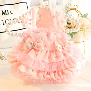 Vestido de Princesa para Perro, Falda Tutú con Estampado de Corazones Rosas, Estilo Lolita, Ropa para Perros Pequeños, Vestido Fino de Primavera/Verano - Product Image 1