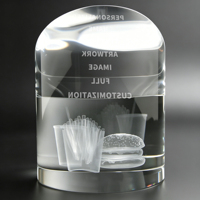 Trophée Cylindrique en Cristal Neelpure 127742 avec Gravure Laser 3D Personnalisée de Burger et Frites pour Récompenses d'Entreprise