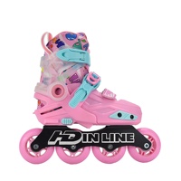 Chaussures à roulettes professionnelles pour enfants, style freestyle, avec roues lumineuses, roulements ABEC-7, durables, pour l'extérieur, rose et bleu, tailles 35-45 #