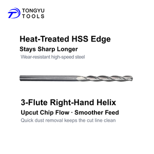 1/8 "Punto estándar Drywall Cut-Out Zip <span class=keywords><strong>Bit</strong></span> - HSS Upcut Espiral Mano derecha Helix Router <span class=keywords><strong>Bit</strong></span> - Max 1" Profundidad-Se adapta a 1/8 "Collet - Product Image 4