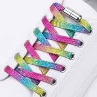 Lacets Élastiques Arc-en-ciel Scintillants à Fermeture Rapide Rotative en Polyester Haute Élasticité de 0,6 cm de Large, Sans Nœuds, pour Enfants et Adultes