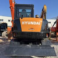 Excavatrice sur pneus Hyundai60 d'occasion, mini-pelle coréenne de 6 tonnes, système hydraulique complet, faible nombre d'heures, livraison rapide, expédition mondiale