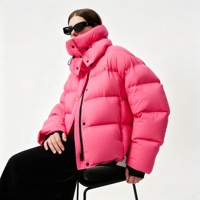 Vestes matelassées en duvet imperméables et coupe-vent surdimensionnées pour femmes, taille plus, couleur rose vif, avec logo personnalisé, vente en gros OEM