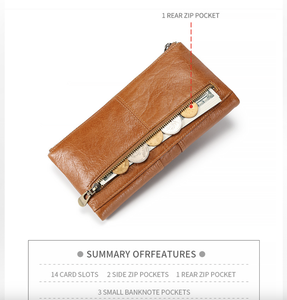 Cartera Larga Andong para Mujer, de Cuero Vacuno Genuino, Bolso de Mano, Bolso de Hombro, Multifuncional, Anti-RFID - Product Image 6