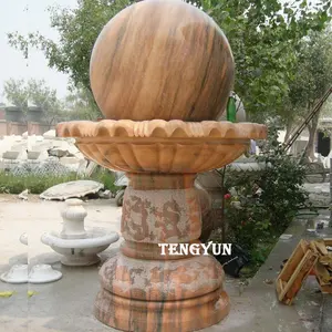 Çin tarzı büyük açık mermer su haddeleme topu taş fengshui çeşmesi ejderha kabartma oyma