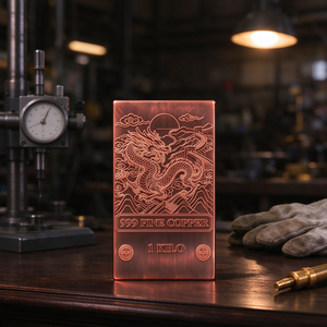 Barre de cuivre fin 999 de 1 kg avec motif de dragon chinois gravé, pièce d'art de collection en métal - Product Image 6