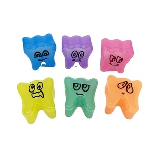 Molded tooth shape printed emoticon box children's baby teeth toy