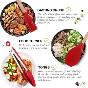 Accessoires de cuisine en silicone, ustensiles de cuisine, articles de cuisine avec manches en bois - Product Image 3