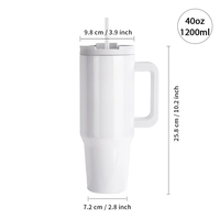 Vaso Térmico de Acero Inoxidable de 40oz (1200ml) para Sublimación, Personalizable al por Mayor, con Asa y Pajita, de la Marca PYD Life Manufacturer