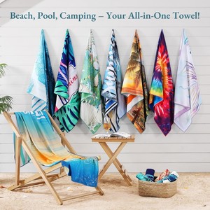 Cloudland Thêm lớn 250gsm siêu thấm khăn bãi biển Nhẹ Xách Tay với biểu tượng cá nhân tùy chỉnh khăn bãi biển - Product Image 5