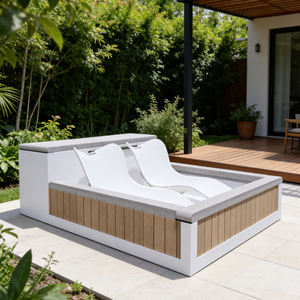Piscine Spa peu profonde en fibre de verre résistante aux UV, personnalisée en usine, avec cascade, chauffage et filtre, pour hôtel, resort, maison d'hôtes, installation facile - Product Image 1