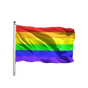 New Products Custom Printed 3x5 Polyester Outdoor Flying Gay Pride Rainbow Flag Banner