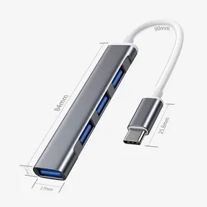 4 ב-1 USB מסוג C HUB ל-USB3.0 סוג-C 3xUSB מפצל במהירות גבוהה מתאם טעינת תחנת עגינה עם 4 יציאות למחשב נייד