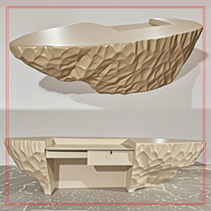 Mostrador de Recepción de Salón de Belleza de Fibra de Vidrio de Lujo, Mostrador Frontal Moderno con Diseño Curvo para Salón de Belleza u Oficina - Product Image 1