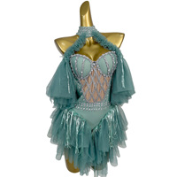 Combinaison Sexy à Volants et Strass pour Femme, pour Fête de Carnaval, Spectacle Scénique, Danse Aérienne, Tenue de Festival