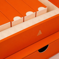 Coffret Cadeau de Thé Orange Mat de Luxe avec Intérieur Matelassé et Logo Doré, Emballage Personnalisé OEM ODM