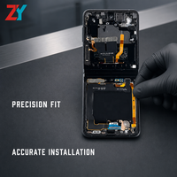 Écran Intérieur Original OEM pour Samsung Z Flip3 SM-F711, Pack Service avec Cadre, OLED 400cd+ Luminosité, Garantie 1 An pour Téléphone Portable
