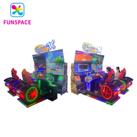 Funspace-Simulateur de conduite à pièces pour 2 joueurs, machine de jeu de course de voitures à double écran Hd Led, vente en gros