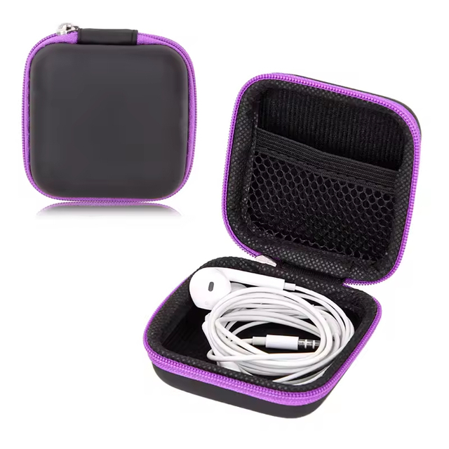 Wholesale Zipper Colorful Custom Logo Eva Storage Hard Shell Travel Carry Pouch EVA Earphone Earbuds Case for airpods earpods
