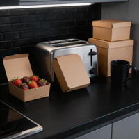 Boîte en carton kraft brun écologique jetable 32 oz, emballage de luxe biodégradable et recyclable avec impression personnalisée pour restaurants et fêtes