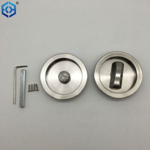Serrure ronde de porte de poche coulissante d'intimité de bain de lit de nickel satiné d'acier inoxydable - Product Image 5