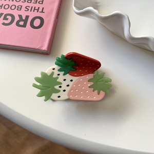 Barrette à cheveux en acétate de fruits colorés d'été, mignonne et douce, fraise, épissure, mode, 7,5 cm, barrette à cheveux pour filles, vente chaude - Product Image 2