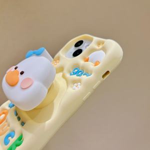 Pato amarillo con soporte para <span class=keywords><strong>iPhone</strong></span> <span class=keywords><strong>13</strong></span>/14 funda de silicona para teléfono para <span class=keywords><strong>Apple</strong></span> 15promax ESTÉREO - Product Image 4