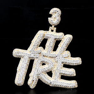 Pendentif de luxe personnalisé avec nom en lettres, style Hip Hop, en argent sterling 925 plaqué or et moissanite, pour homme - Product Image 1