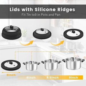 Couvercle anti-éclaboussures pour micro-ondes de 9 pouces, pliable, en silicone, avec plaque en verre pour protéger les aliments des éclaboussures, 9 pouces - Product Image 2